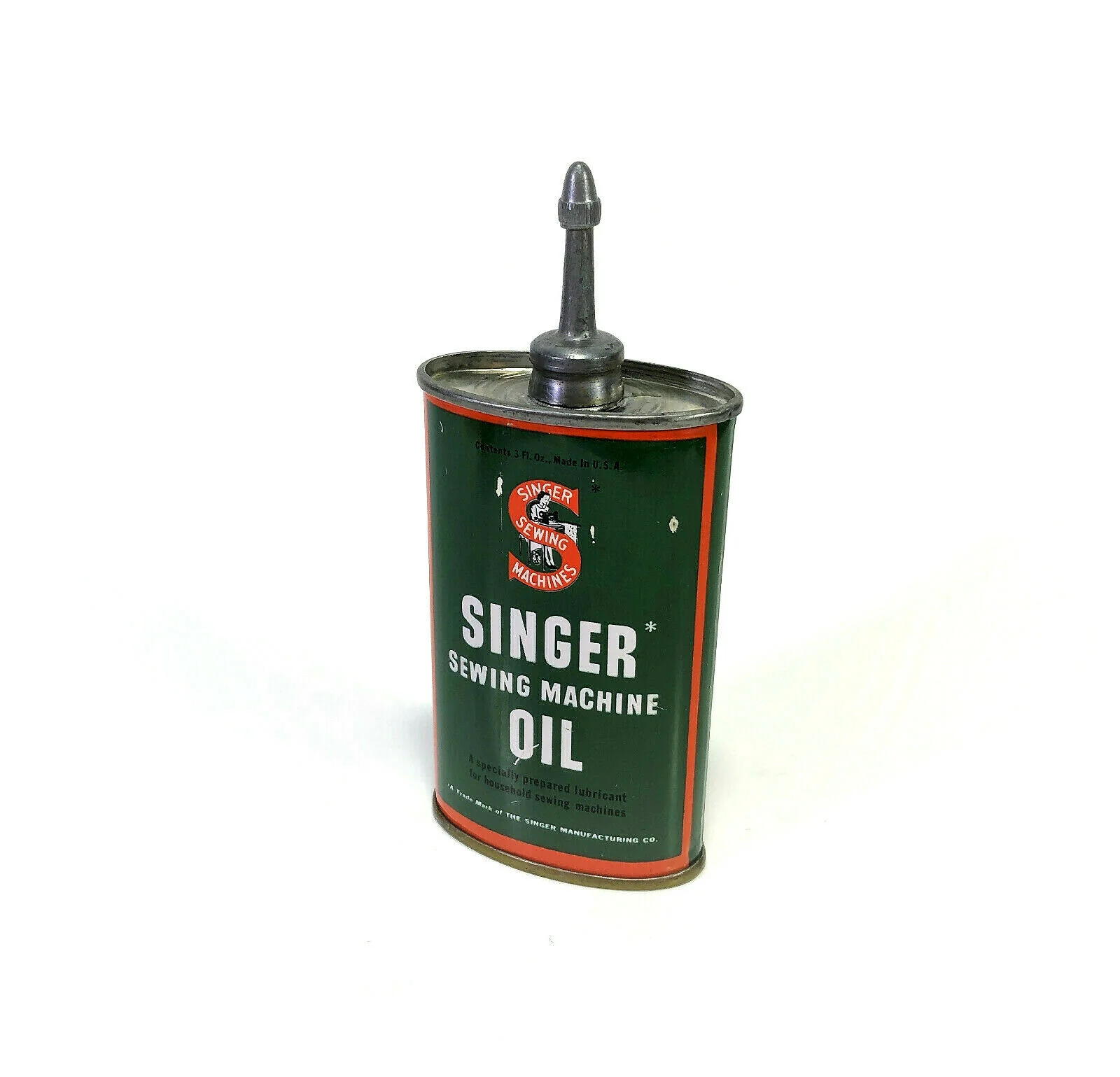 Vintage Singer Sewing Machine Oval 3 oz Oil Can Handy Oiler with Lead Spout - Image 2