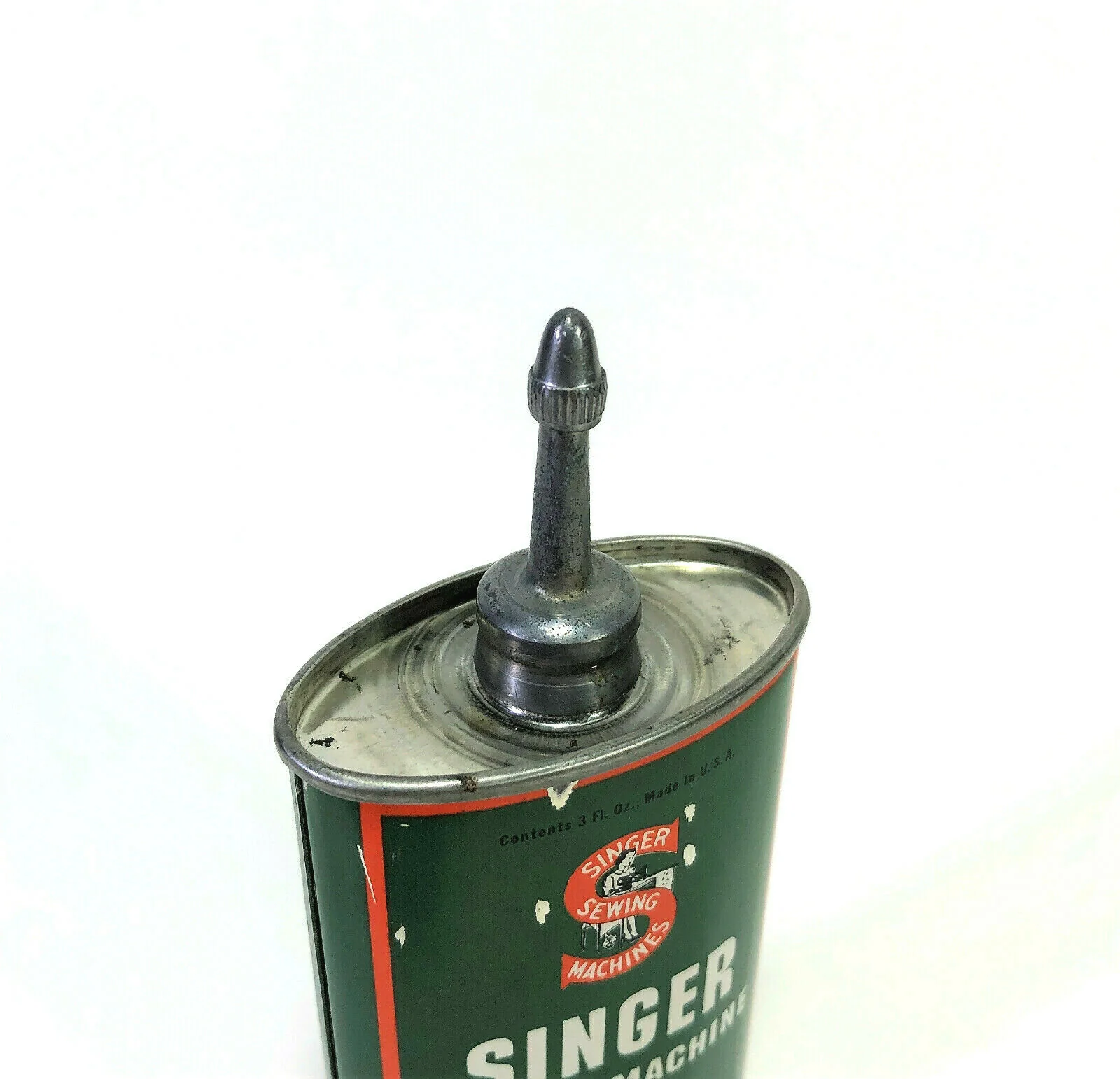 Vintage Singer Sewing Machine Oval 3 oz Oil Can Handy Oiler with Lead Spout - Image 3