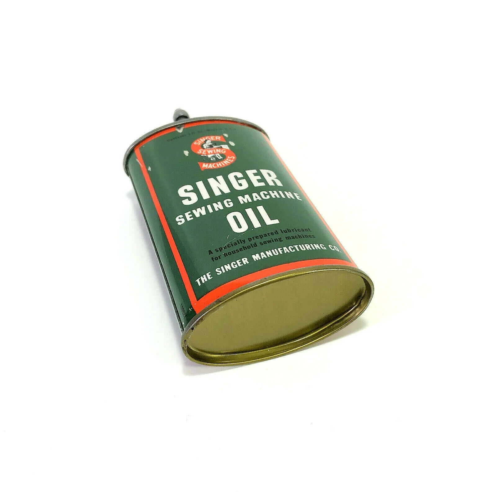Vintage Singer Sewing Machine Oval 3 oz Oil Can Handy Oiler with Lead Spout - Image 4
